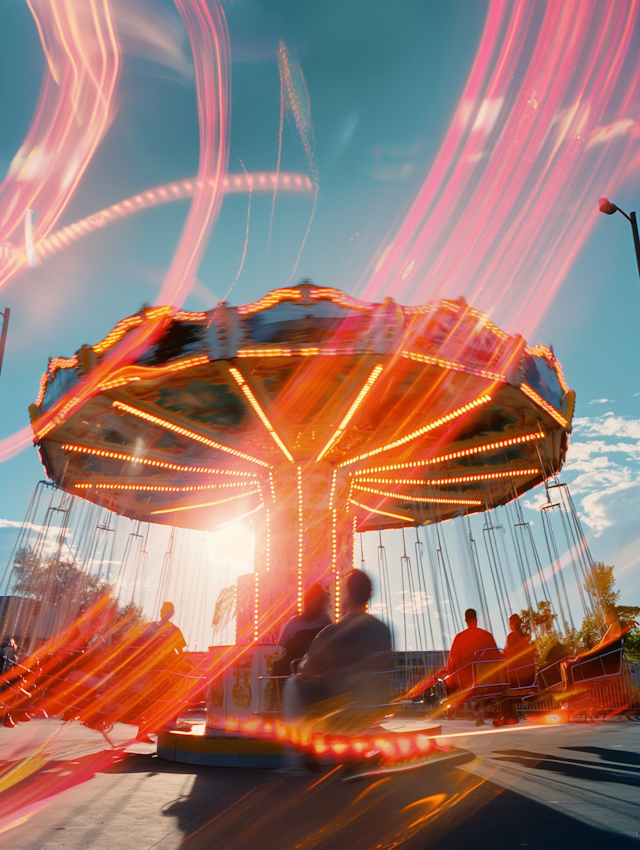 Carousel in Motion at Amusement Park