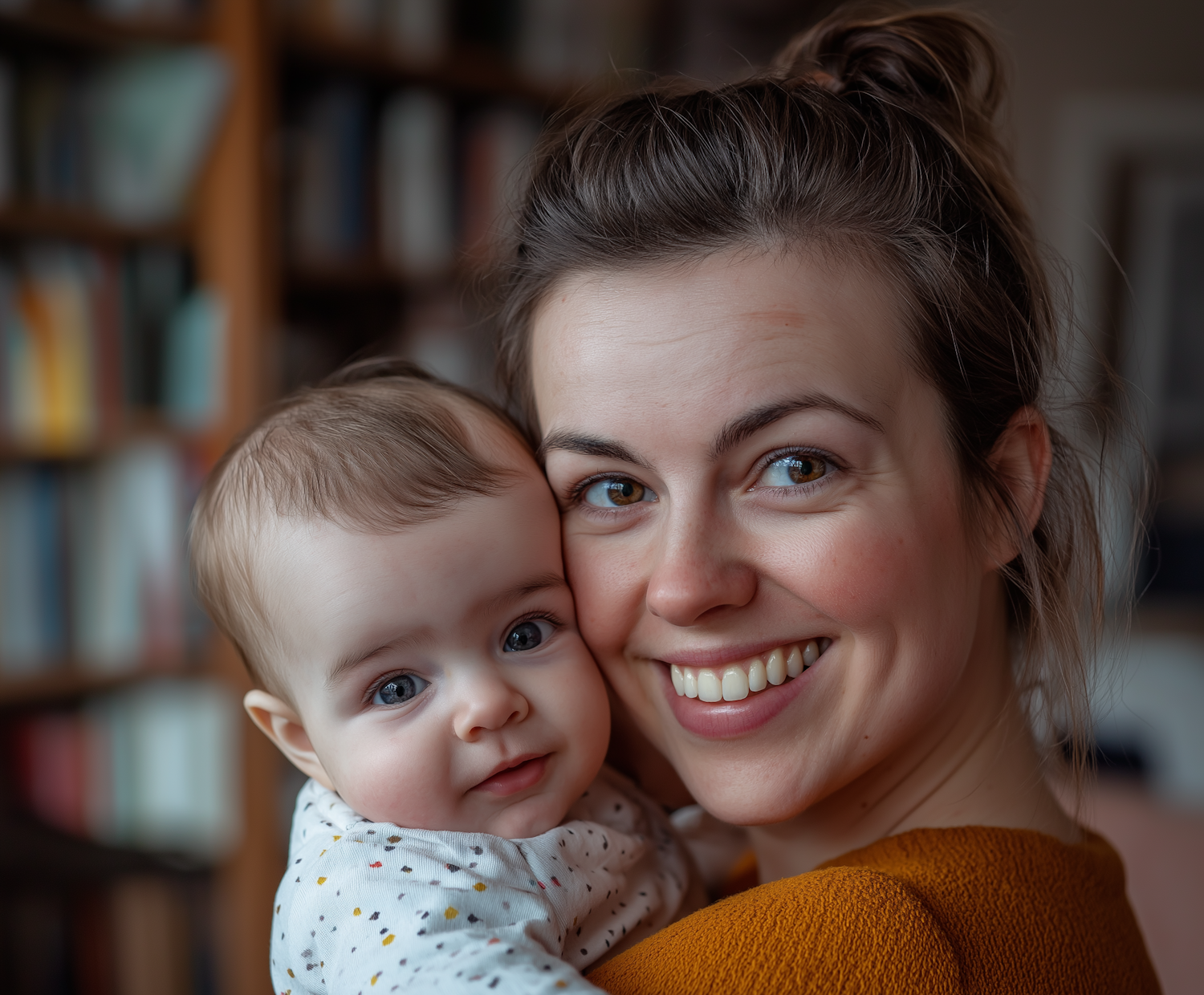 Joyful Mother Holding Content Infant