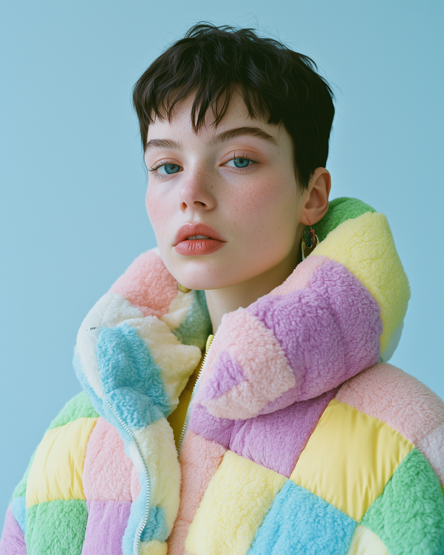 Portrait of a Young Person in Colorful Jacket