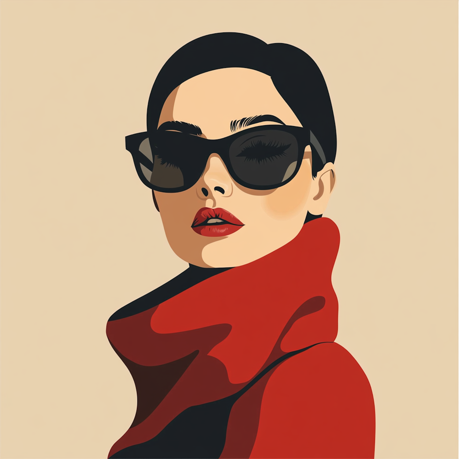 Stylized Illustration of a Fashionable Woman