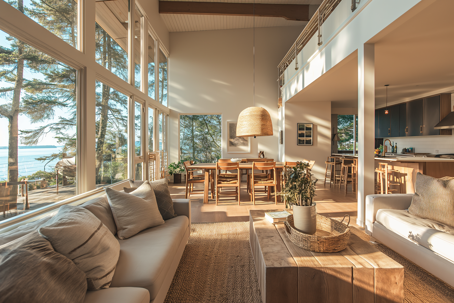 Serene Coastal Vista Modern Living Room