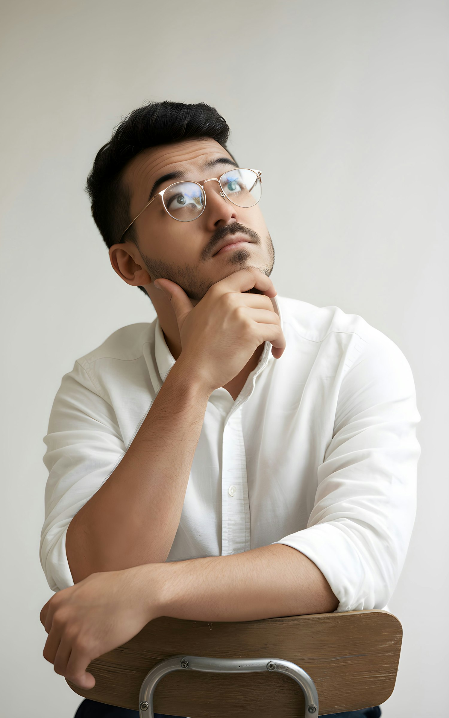 Thoughtful Young Man with Glasses