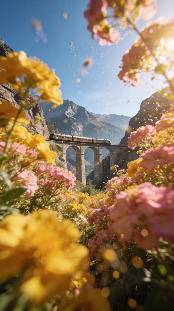 Train on Scenic Viaduct