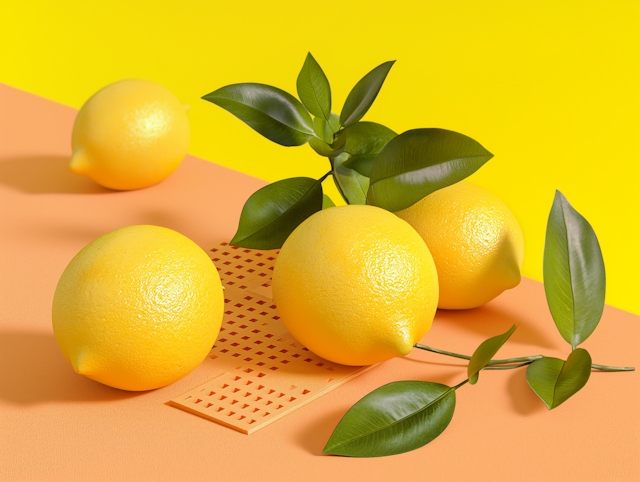 Vibrant Lemon Trio on Two-Tone Background