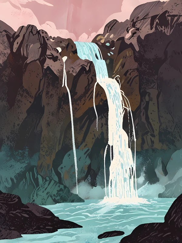 Stylized Waterfall Art