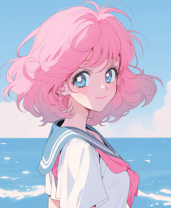 Anime Girl by Ocean