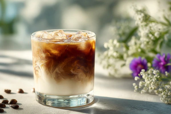 Iced Coffee with Flowers