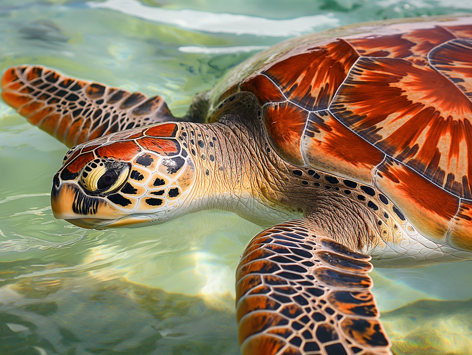 Serene Sea Turtle in Shallow Waters