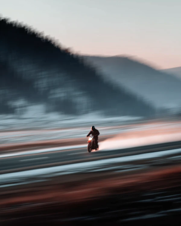 Snowy Motorcycle Ride