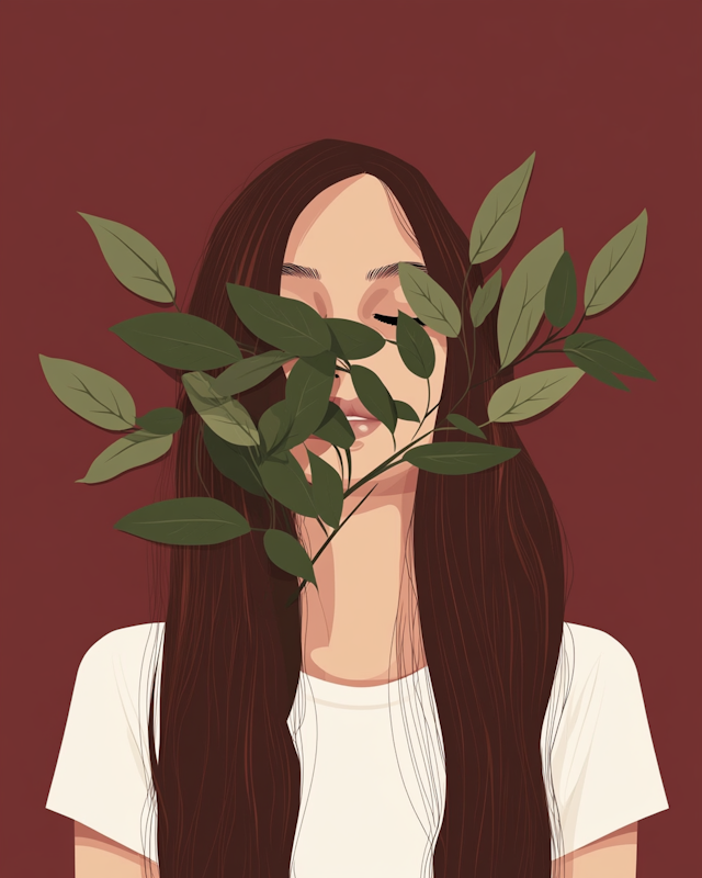 Tranquil Nature-Inspired Illustration of Woman