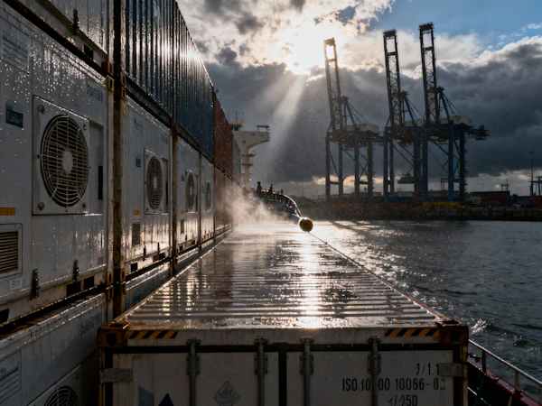 Rainy Shipping Port Scene
