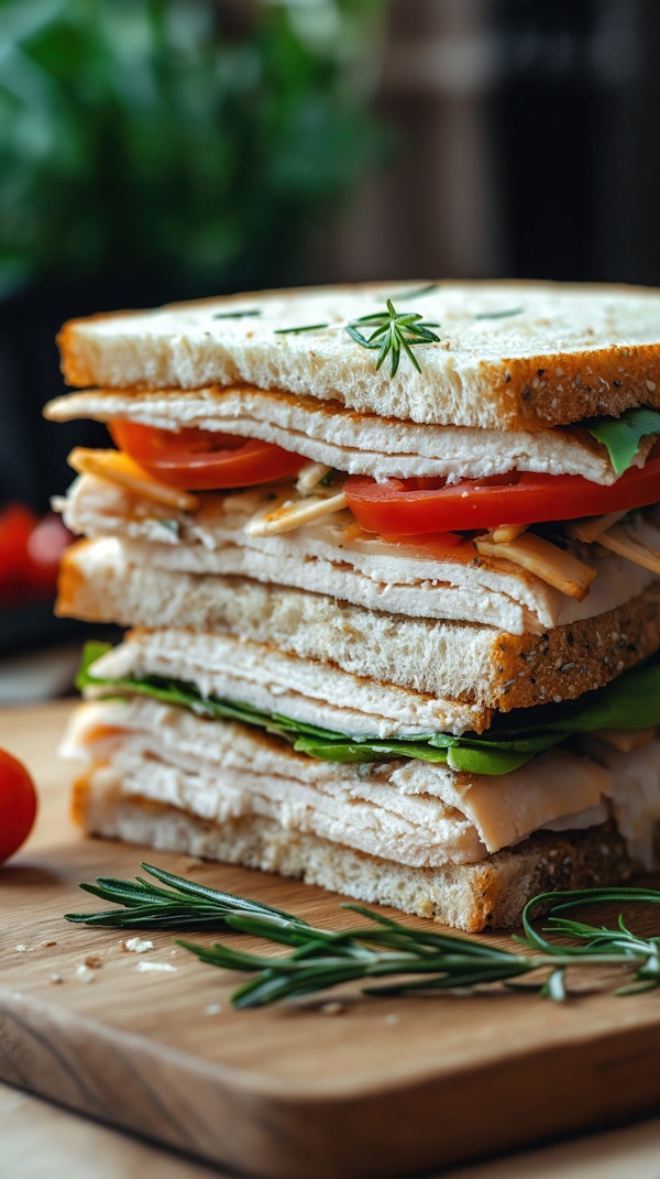 Close-up of Stacked Sandwich