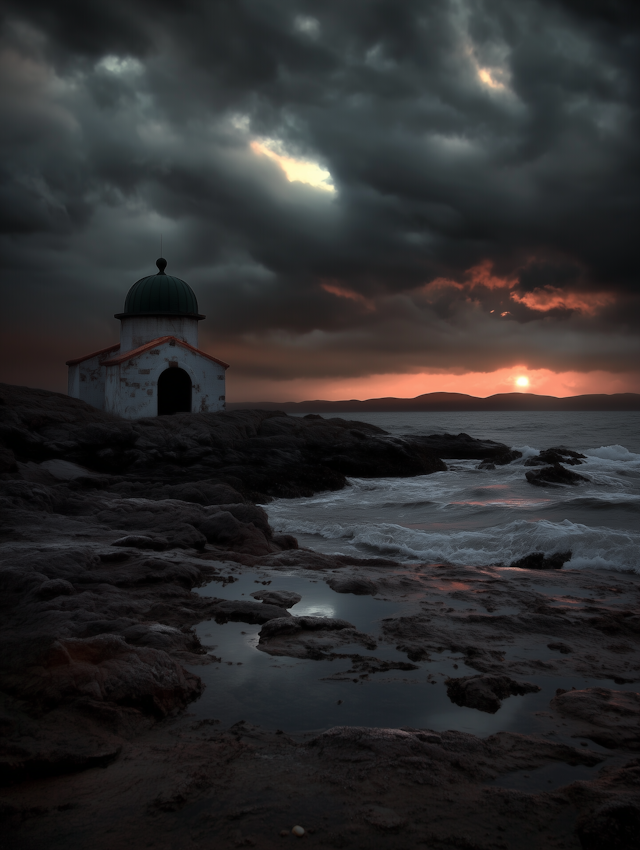 Coastal Chapel at Sunset