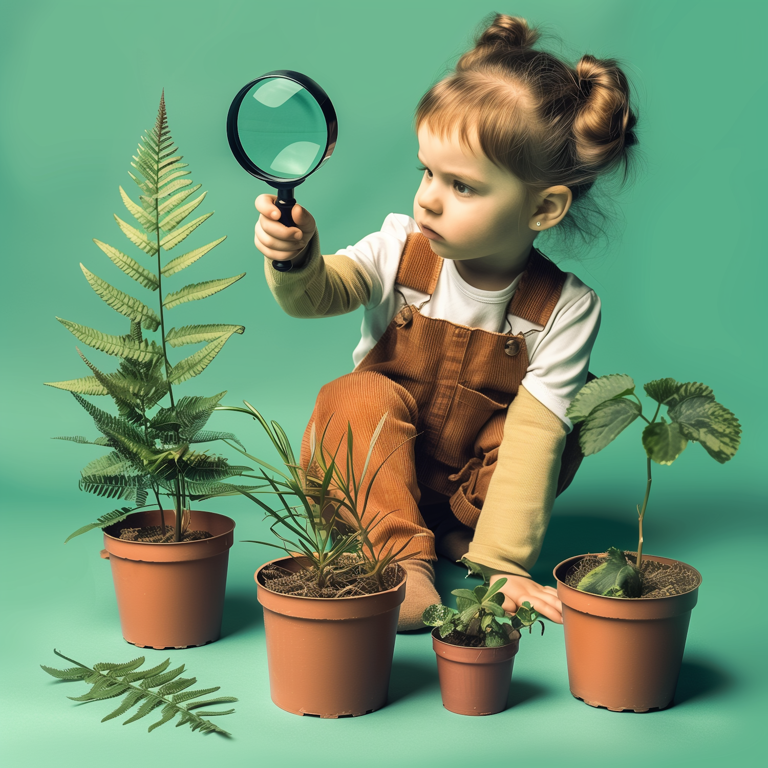 Child Examining Houseplants