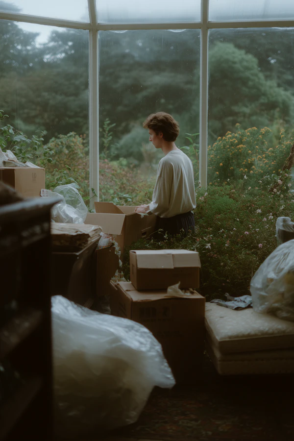 Person Unpacking Indoors