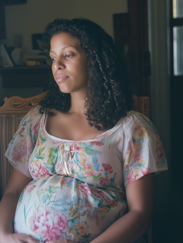 Anticipative Glow - A Portrait of Maternal Contemplation