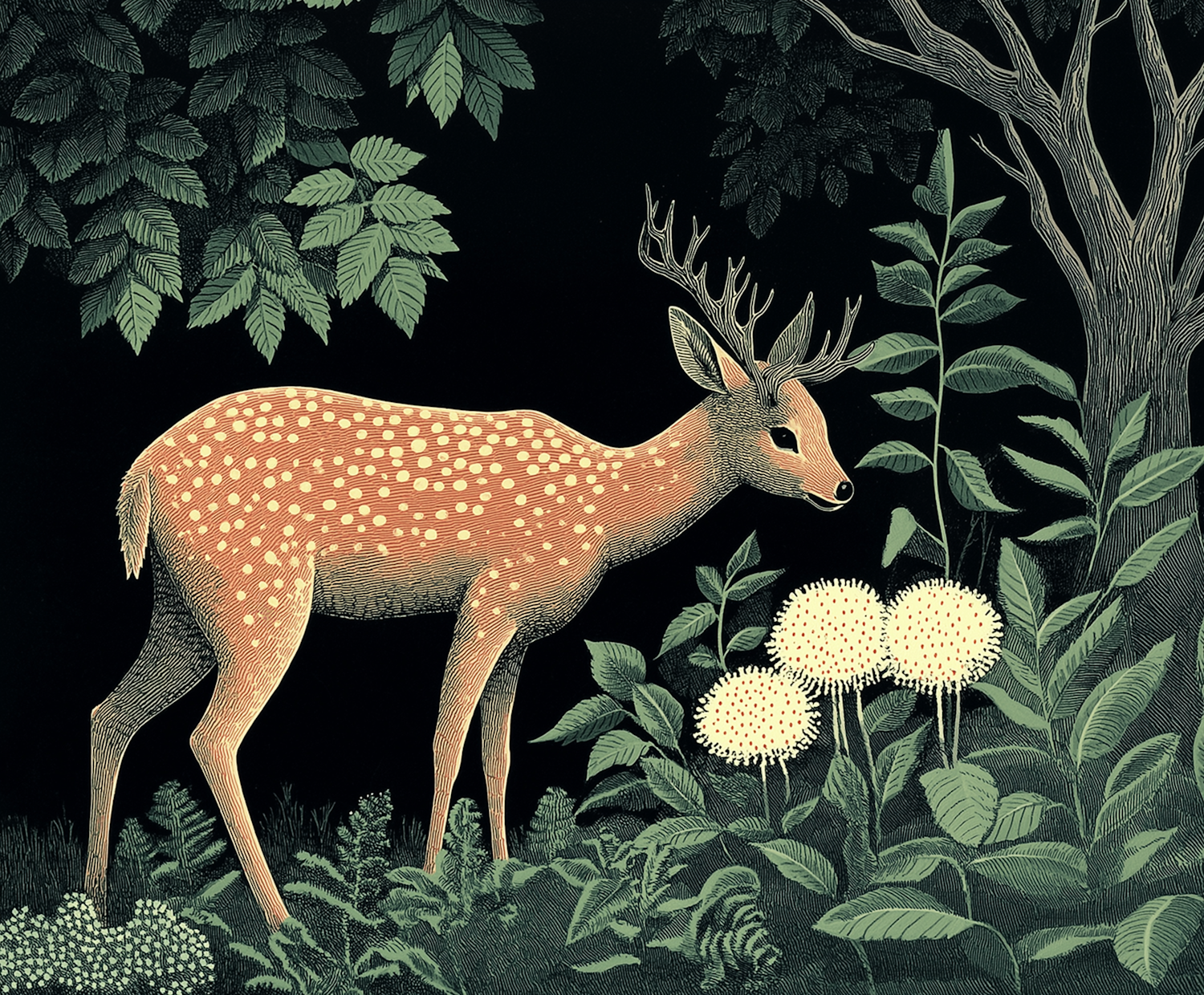 Stylized Forest Deer Illustration