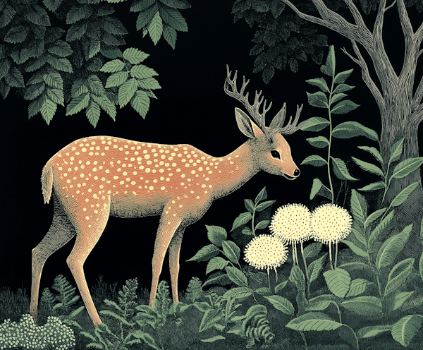 Stylized Forest Deer Illustration