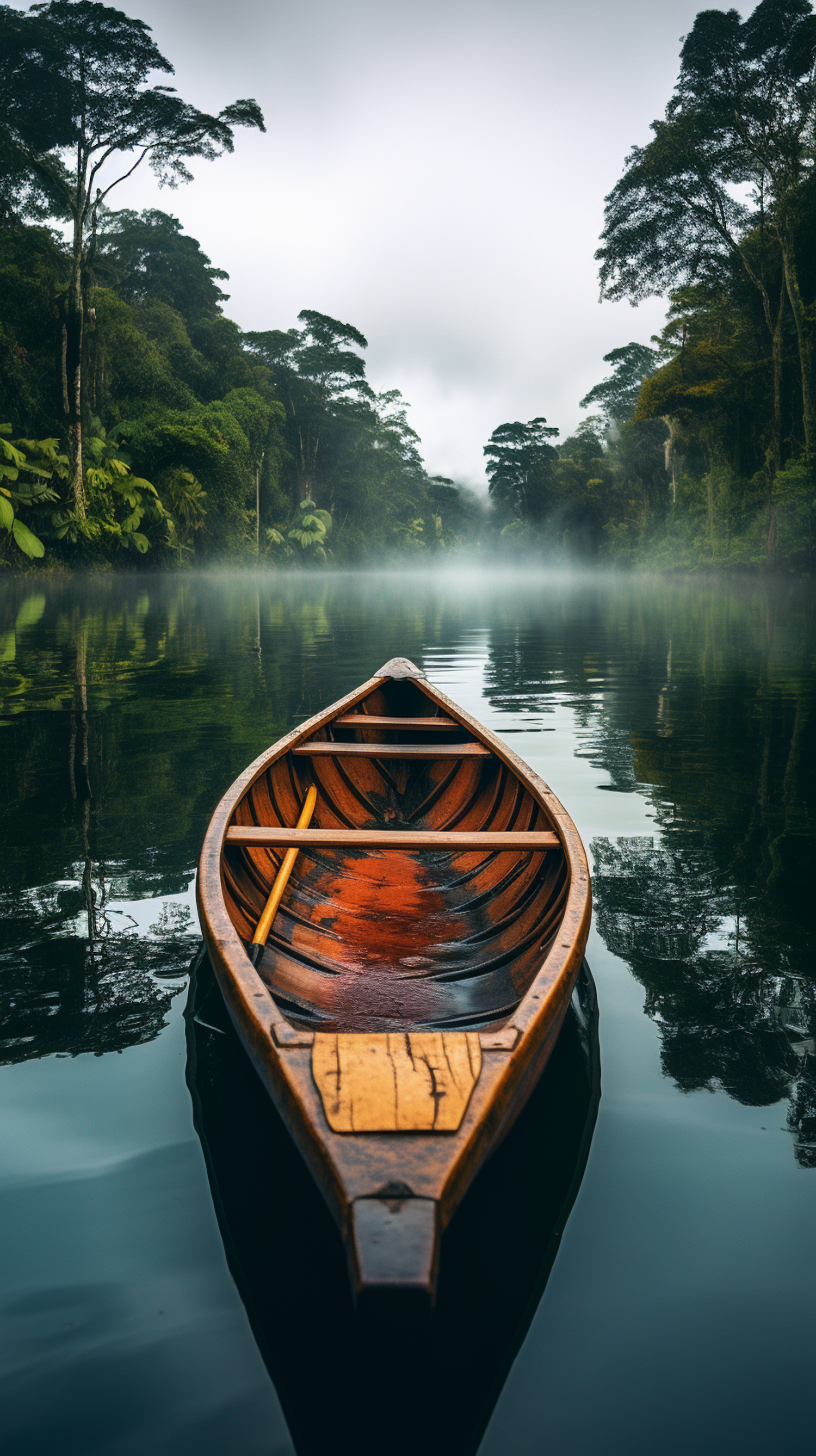 Serene Solitude: The Misty Canoe Journey