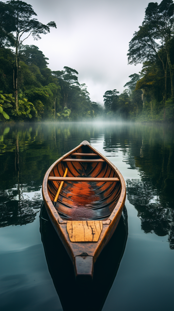 Serene Solitude: The Misty Canoe Journey