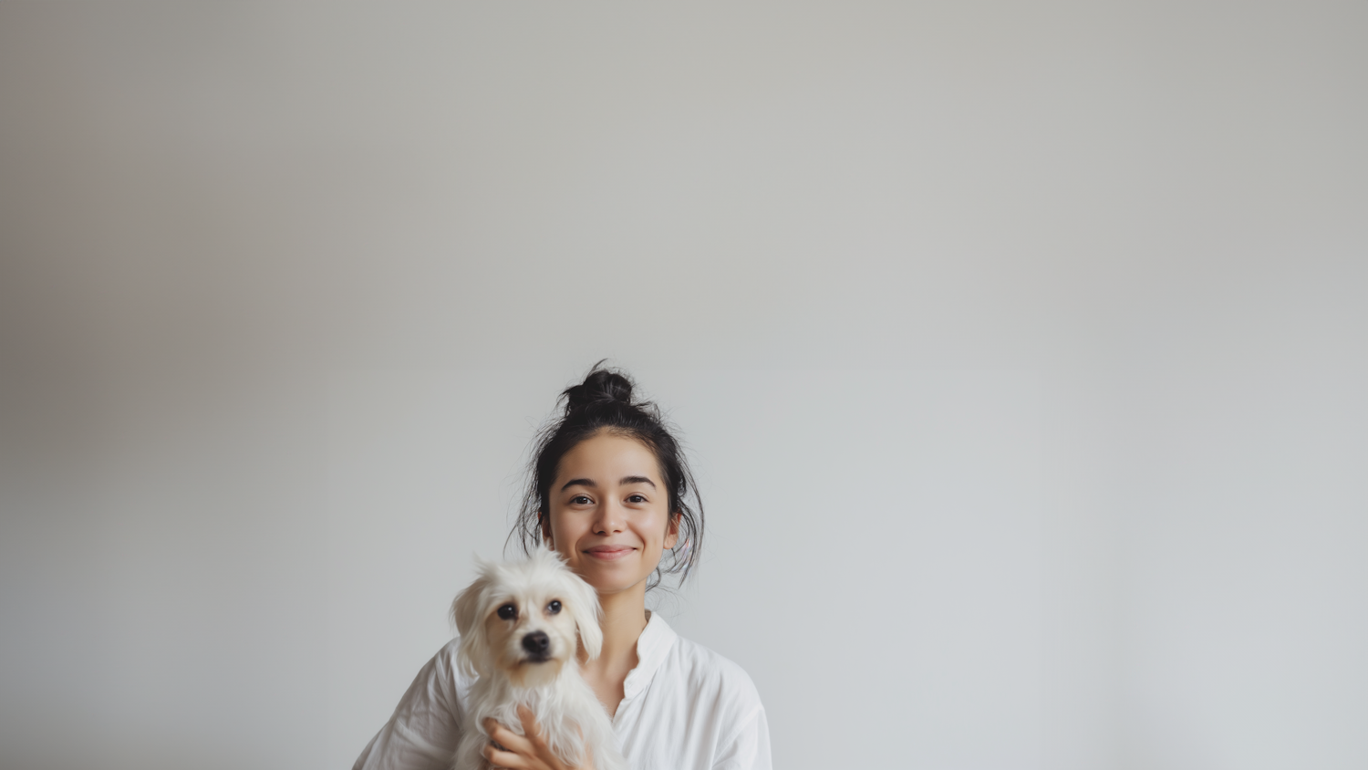 Serene Companionship: Woman with a White Dog