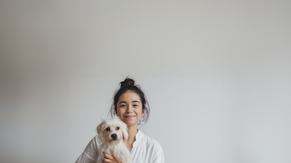 Serene Companionship: Woman with a White Dog