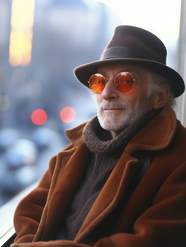 Contemplative Older Man in Urban Setting