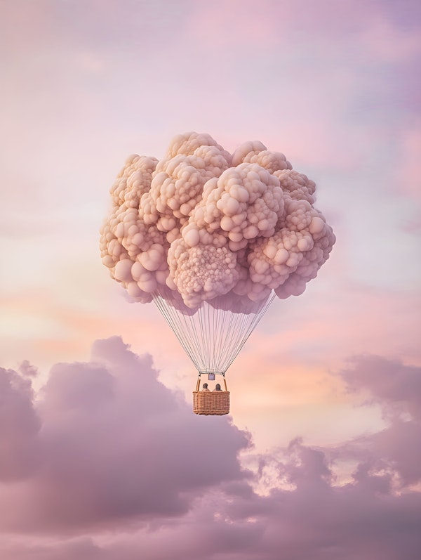 Fantastical Cloud Hot Air Balloon Voyage