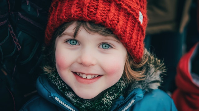 Joyful Child in Winter Attire