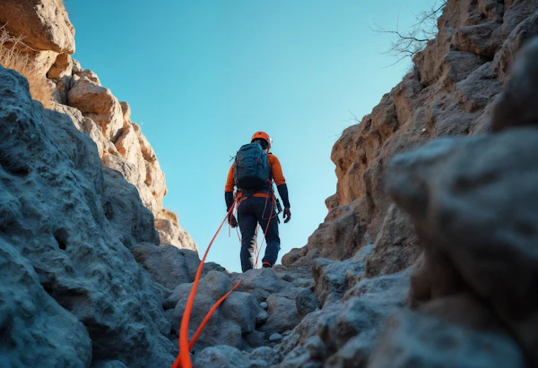 Climber on Rocky Terrain