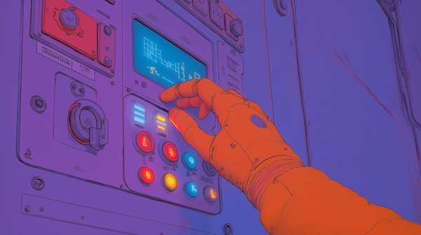 Gloved Hand Reaching for Control Panel