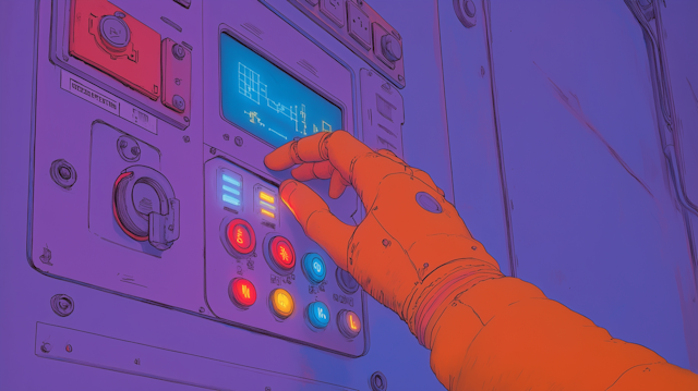 Gloved Hand Reaching for Control Panel