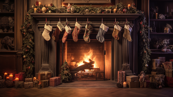 Cozy Festive Fireplace Scene