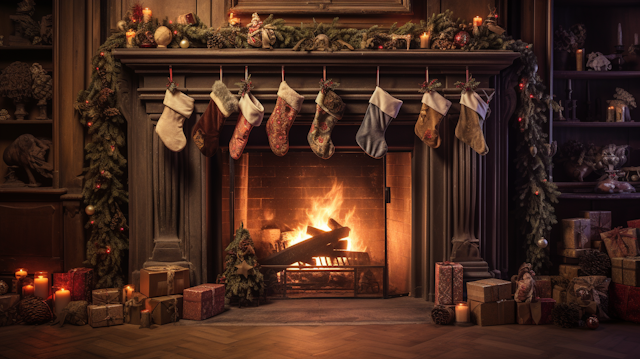 Cozy Festive Fireplace Scene