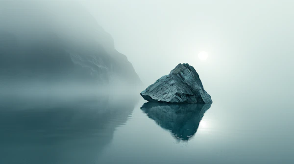 Serene Waterscape with Textured Rock