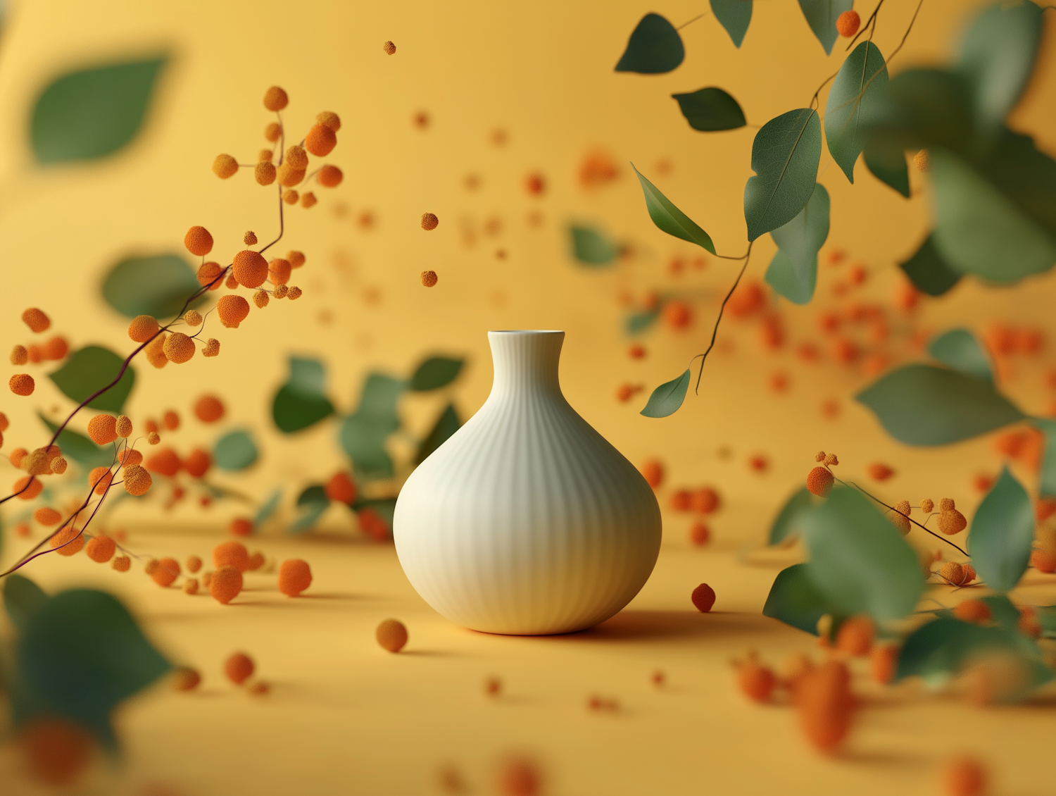 Ceramic Vase with Autumnal Foliage