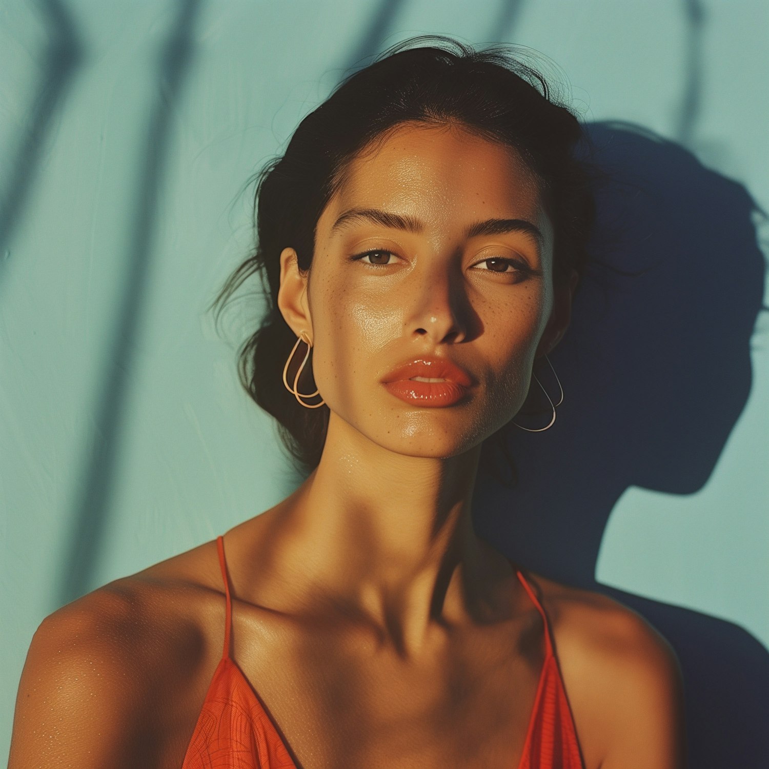 Contemplative Woman with Hoop Earrings