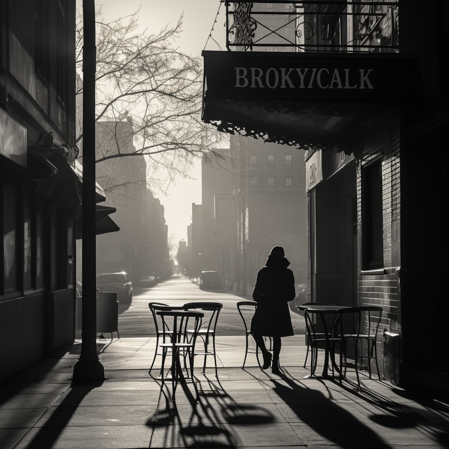 Solitary Figure in Urban Twilight