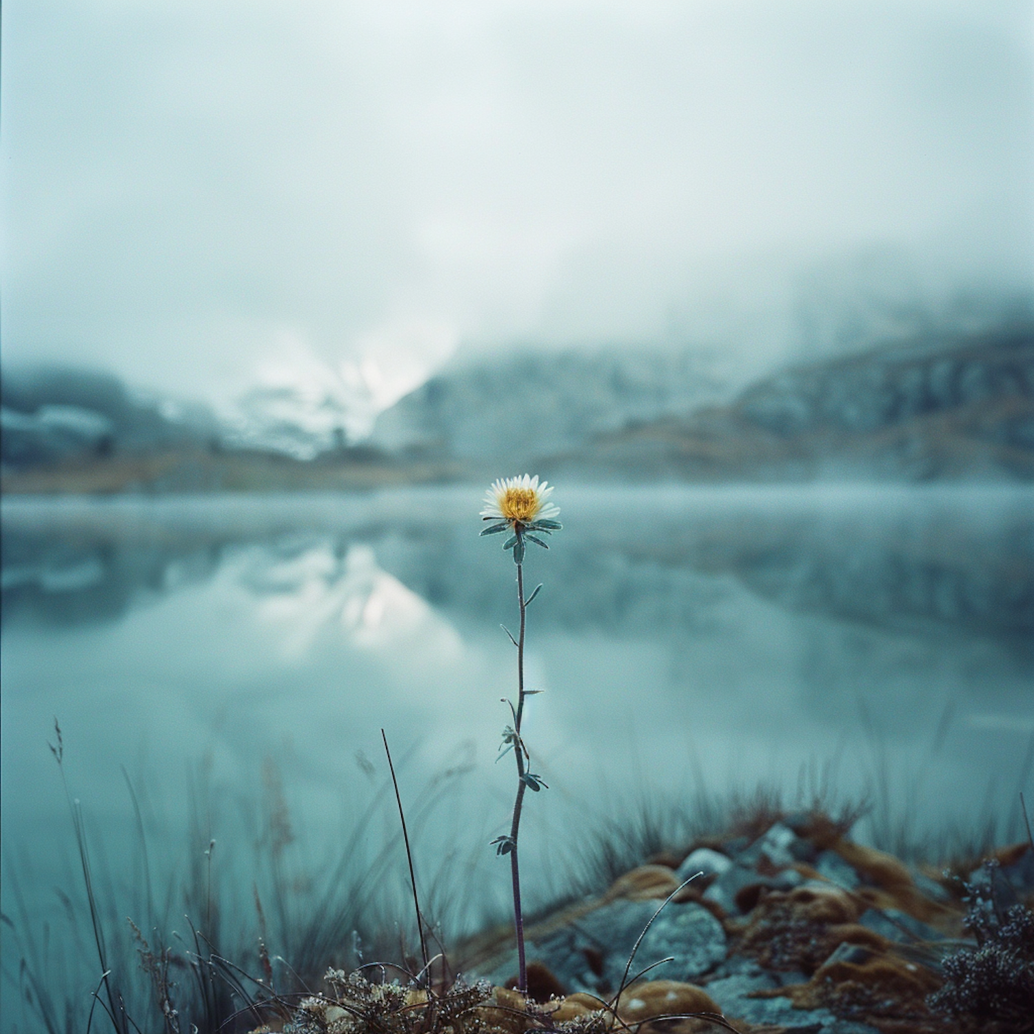 Solitary Yellow Bloom Against a Tranquil Backdrop