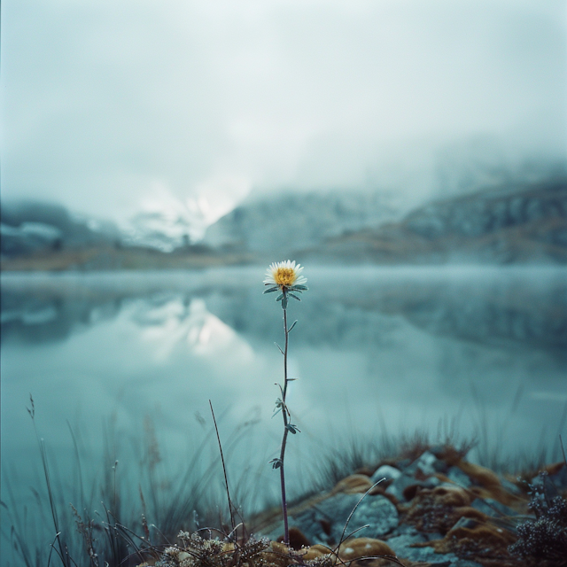 Solitary Yellow Bloom Against a Tranquil Backdrop