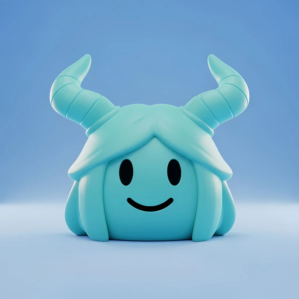 3D Teal Cartoon Character