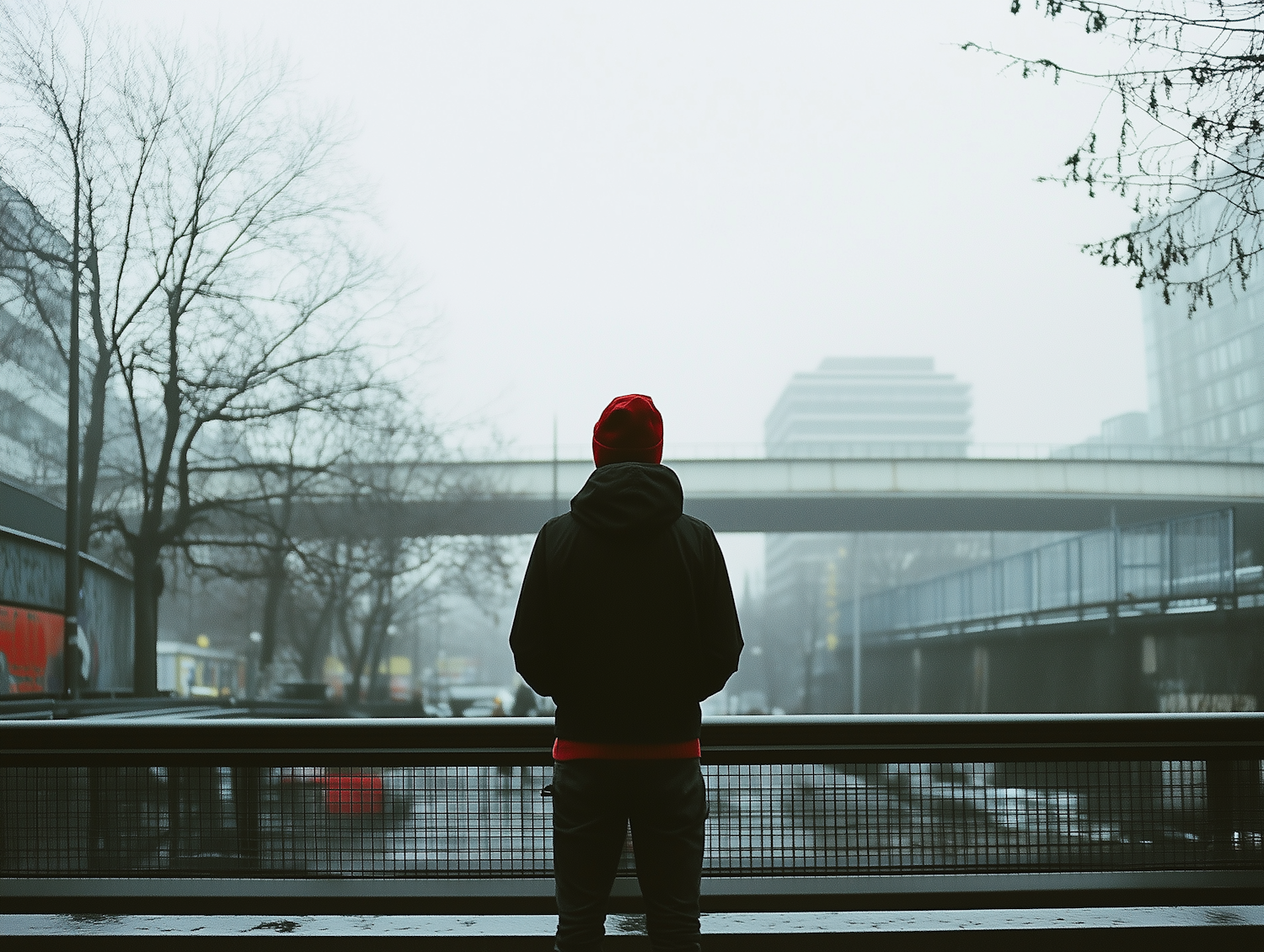 Solitary Figure on a Bridge