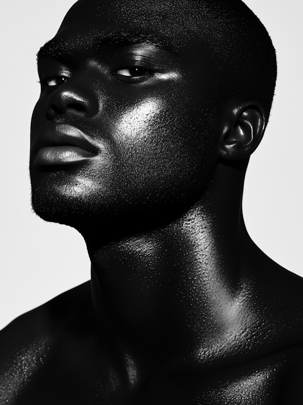 Striking Portrait with Glossy Skin Texture