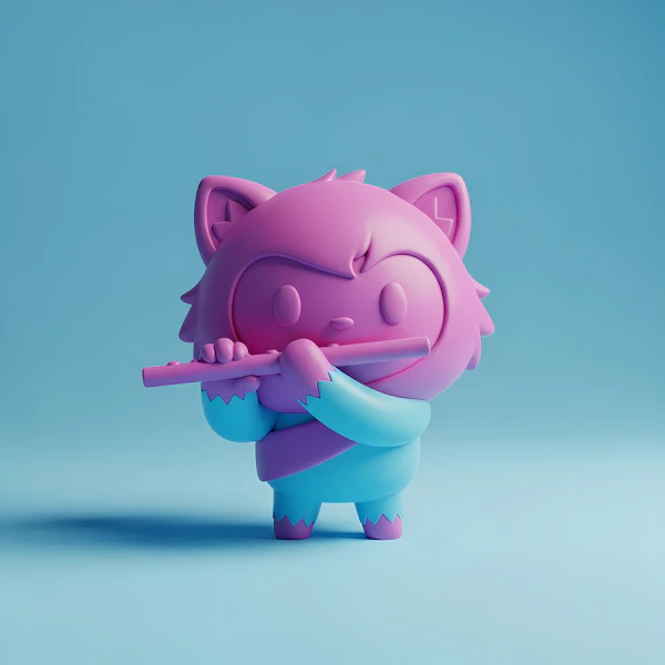 Cartoon Character Playing Flute
