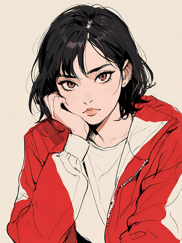 Contemplative Woman Illustration