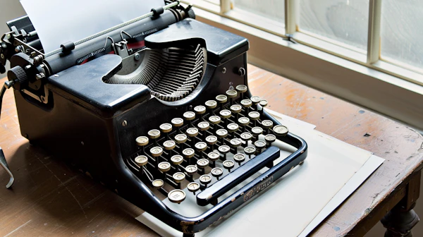 Vintage Typewriter on Wooden Desk