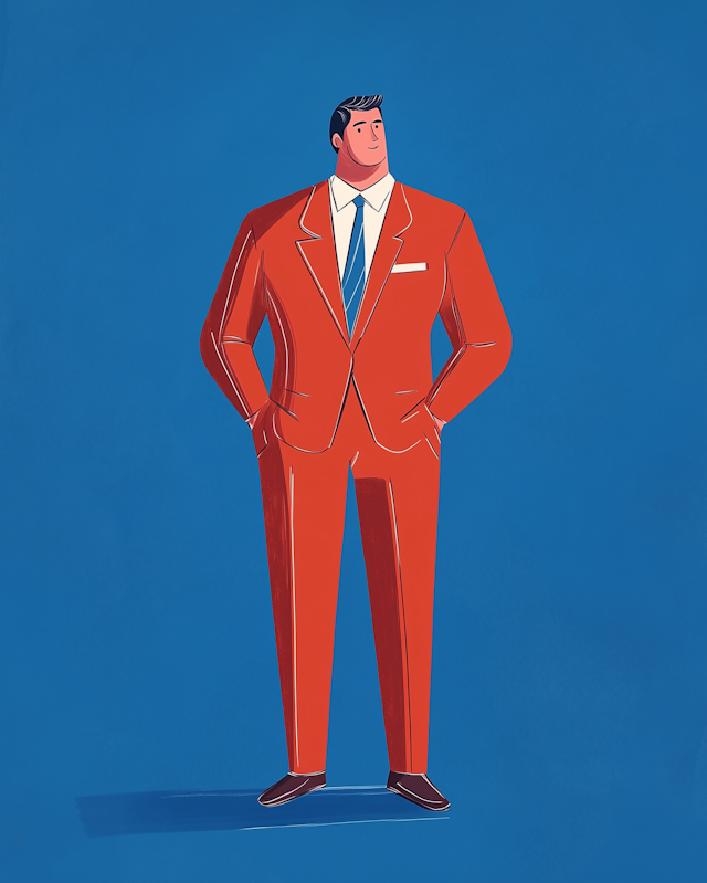 Illustrated Character in Orange Suit