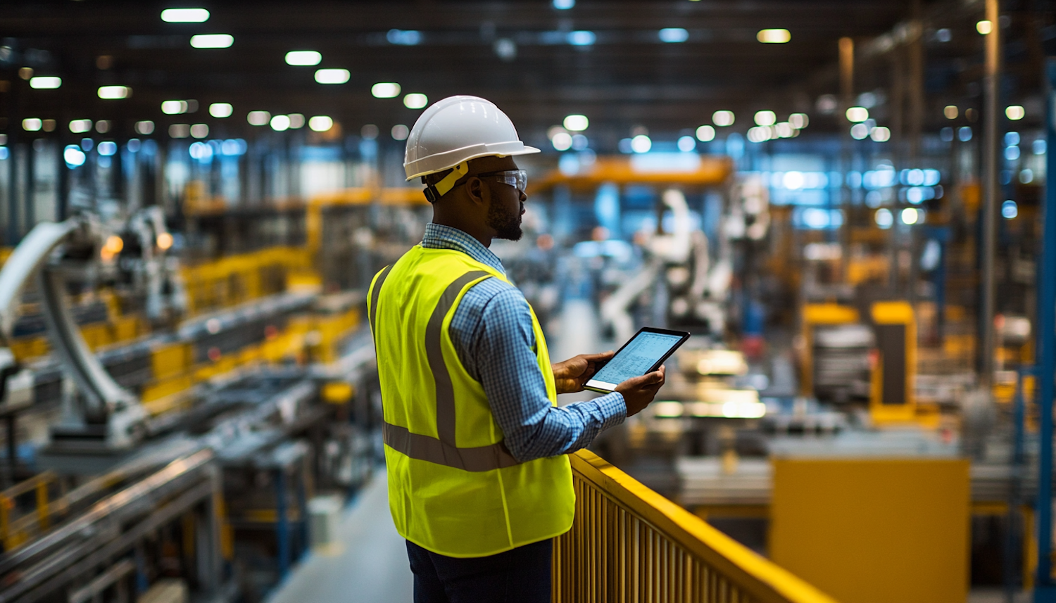 Industrial Supervisor Reviewing Data