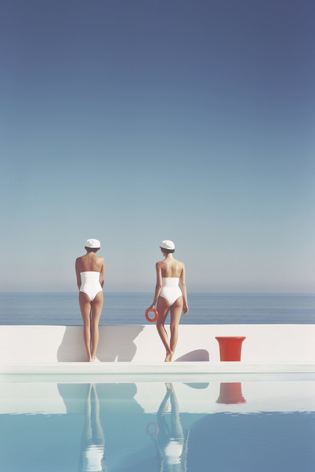 Synchronized Swimmers at Poolside