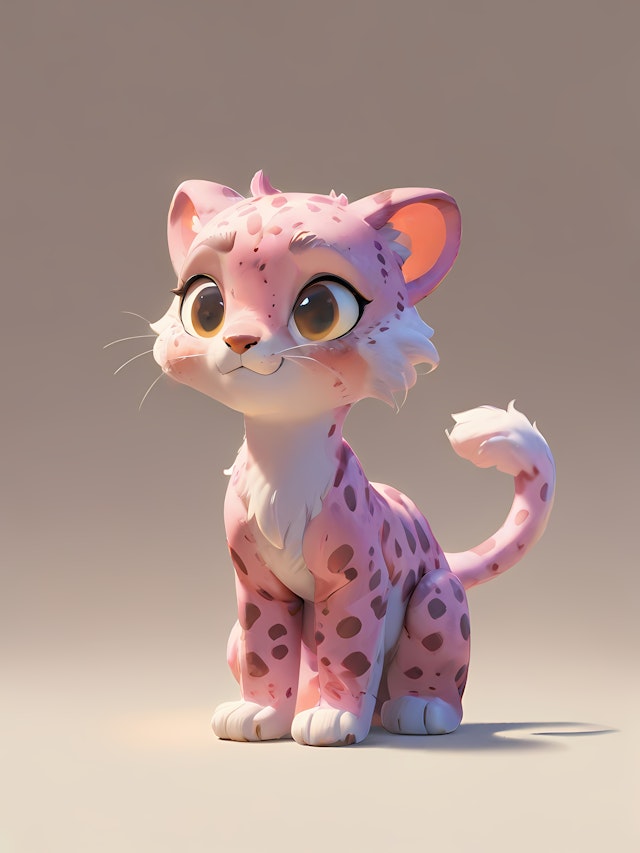 Pink Leopard Cub Art